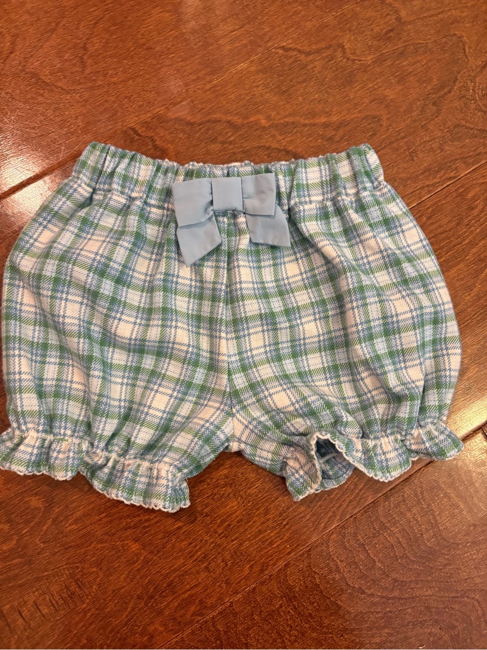 The Beaufort Bonnet Company Green & Light Blue Plaid Ruffle Bloomers